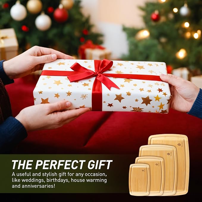 Bamboo Cutting Board Set Non Slip Feet Over Sink Men Husband Birthday Christmas - Image 5