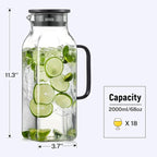 2 Pack 2 Liters/68 oz Square Glass Pitcher - Image 2