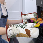 Boho Leaf Oven Mitts and Pot Holders Sets 2Pcs, 100% Cotton Heat Resistant - Image 6