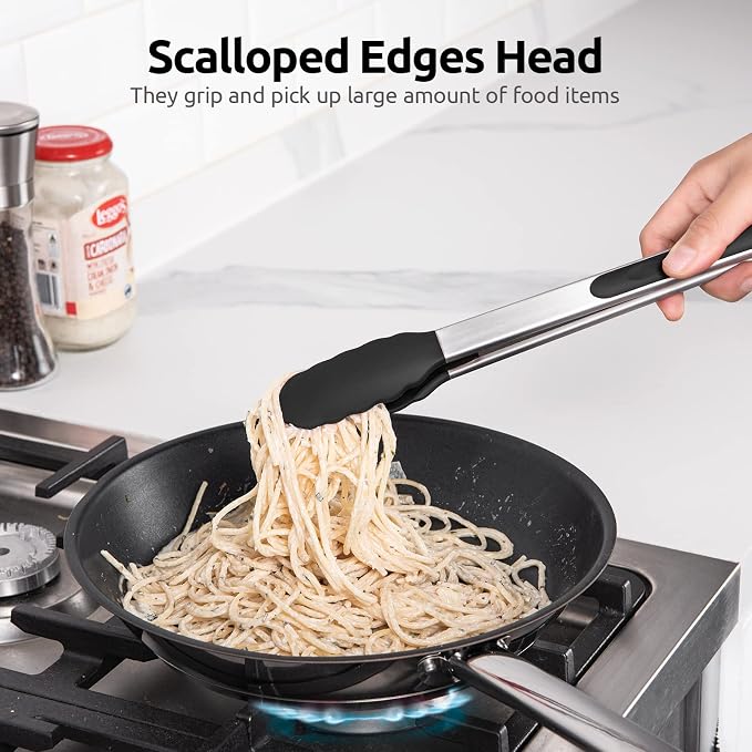 600ºF Heat Resistant Kitchen Tongs: U-Taste 12 inch Large Silicone Cooking Tong - Image 4