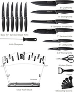 Astercook Knife Set with Block and Sharpener, 22 Piece Kitchen Knife Set - Image 8