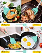 Pack of 2 Silicone Solid Turner, Non Stick Slotted Kitchen Spatulas, High Heat - Image 3