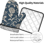 Navy Blue Oven Mitts and Pot Holders Vintage Floral Kitchen Accessories Set of - Image 4