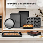 Nonstick Baking Pans Set, 8-Piece Stackable Bakeware Sets, Non-Toxic Oven Pan - Image 3