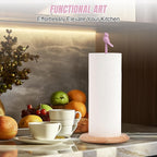 Wooden Paper Towel Holder countertop, Stylish Bird Shaped, Solid Wood Base&Iron - Image 4