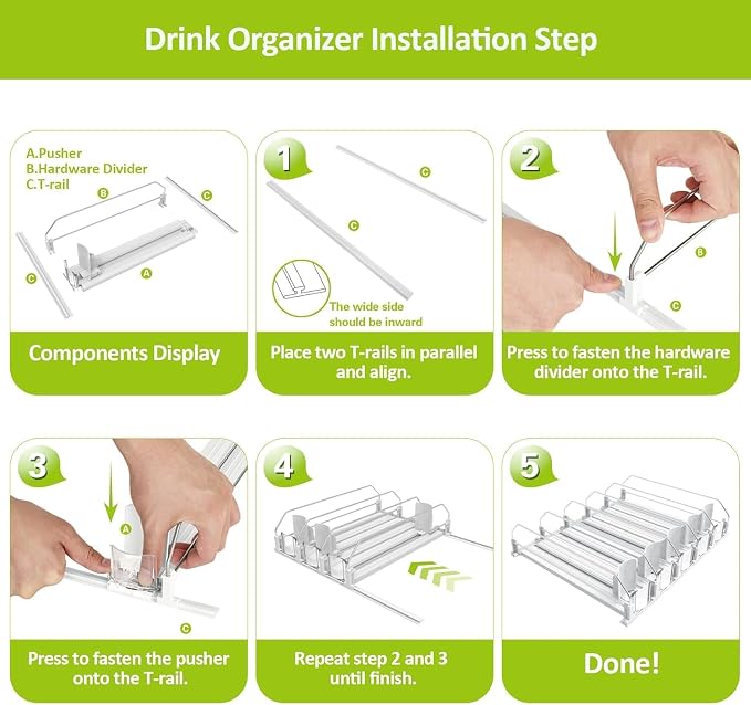 IBORING Drink Organizer for Fridge, Self Pushing Fridge Drink Organizer - Image 6