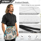 Server Apron with 3 Pockets, Waterproof Oil Waitress Waiter Half Apron - Image 7