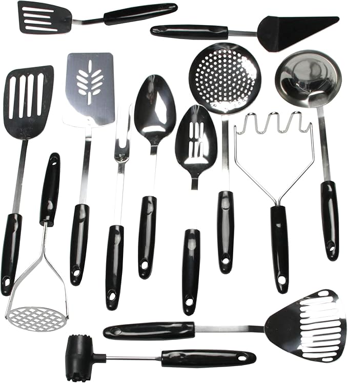 Chef Craft Select Slotted Spoon, 12.75 inches, Stainless Steel/Black - Image 3