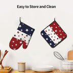 Red White and Blue Oven Mitts and Pot Holders Sets Patriotic American Flag - Image 6