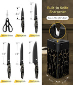 Knife Set, 8 Pieces Kitchen Knife Block Sets, High Carbon German Stainless Steel - Image 2
