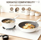 Ammeloo 15-Piece Ribbed Ceramic Cookware Set, Pots and Pans Set Non Stick - Image 5