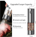 Electric Salt and Pepper Grinder Set, Upgraded Larger Capacity Stainless Steel - Image 3