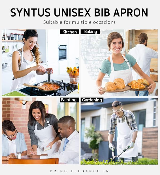 Syntus Apron for Men Women, Adjustable Cooking Kitchen Chef Aprons - Image 7