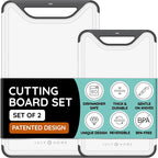 Cutting Boards for Kitchen, Plastic Cutting Board Set of 2, Dishwasher Safe by JulyHome