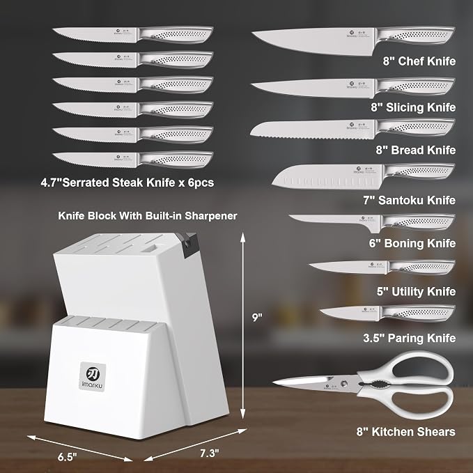 imarku® Knife Set, Japanese HC Stainless Steel 15 PCS Kitchen Knife Set - Image 2
