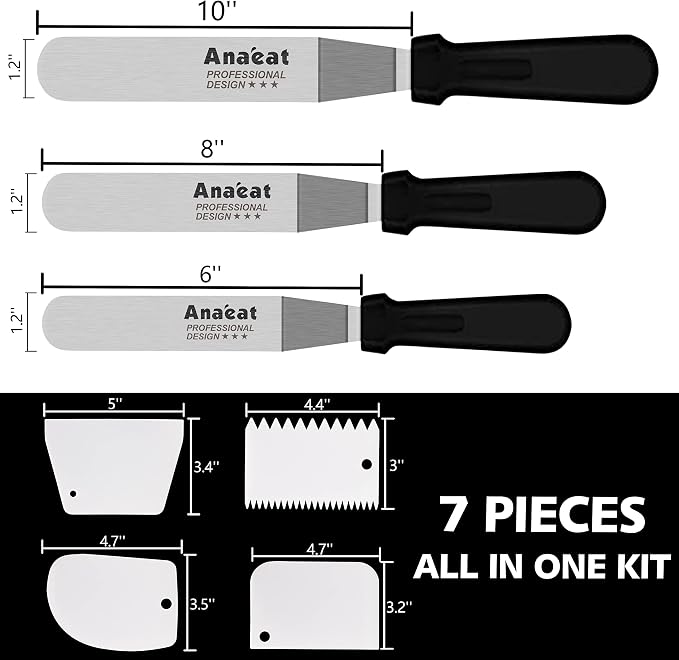 Anaeat Icing Spatula, 3 Pieces Professional Angled Offset Frosting Spatulas - Image 7