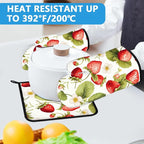Red Strawberry Flower Oven Mitts and Pot Holders Sets Heat Resistant 4Pcs - Image 5