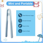 3 Pcs Silicone Mini Tongs 5.5 Inch 3 Colors Small Toddler Tongs, Silicone - Image 3