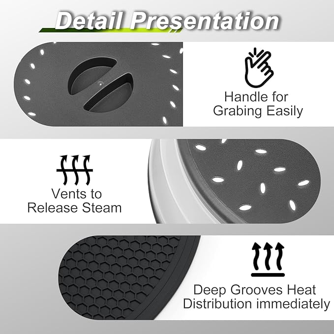 12"&10" Microwave food Cover and Mat, Large Vented Collapsible Splatter Guard - Image 6