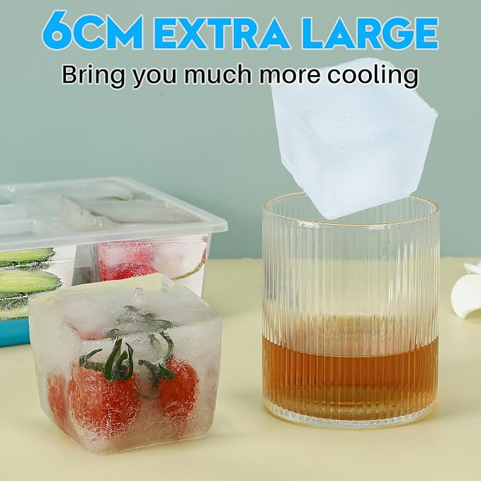Ice Cube Trays 2 Pack, JRISBO Large Silicone Ice Cube Molds - Image 3