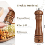 Haomacro Wooden Salt and Pepper Grinder Set Refillable Salt & Pepper Mills - Image 3