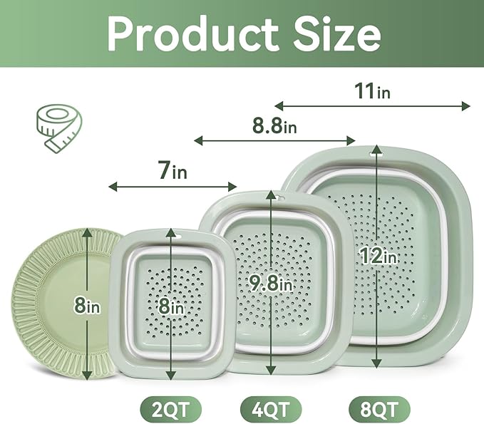 3 Sets 2 in 1 Collapsible Colander and Sink Basin - Image 3