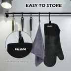 Silicone Oven Mitts 15'' Heat Resistant Flexible Oven Glove Set Hot Mitts - Image 4