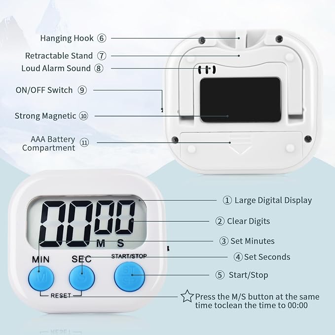 12 Pack Digital Kitchen Timer Magnetic Digital Timer - Image 4