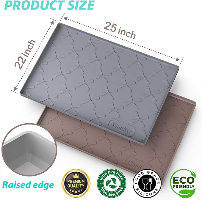 SIKADEER 25" x 22" Under Sink Mat Waterproof, Silicone Mat Kitchen Drawer Shelf - Image 3