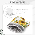 Yellow Sunflower Oven Mitts Pot Holders Set Silicone Heat Resistant Sunflowers - Image 4