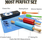 Non-Stick Rolling Pin Silicone Basting Pastry Mat Spatula Brushes Set:Combo Kit - Image 4