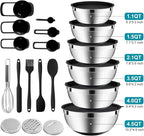 20-Piece Mixing Bowls Set with Airtight Lids – 6 Stainless Steel Kitchen Bowls - Image 2