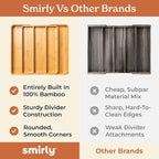 SMIRLY Silverware Drawer Organizer – Bamboo Kitchen Drawer Organizer, - Image 8