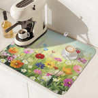 Spring Summer Daisy Dish Drying Mat 16 x 18 Inch Colourful Floral Pattern Dish - Image 7