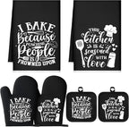 Sratte 6 Pcs Kitchen Decor Accessories Set Farmhouse Towels Pot Holders Oven by Sratte