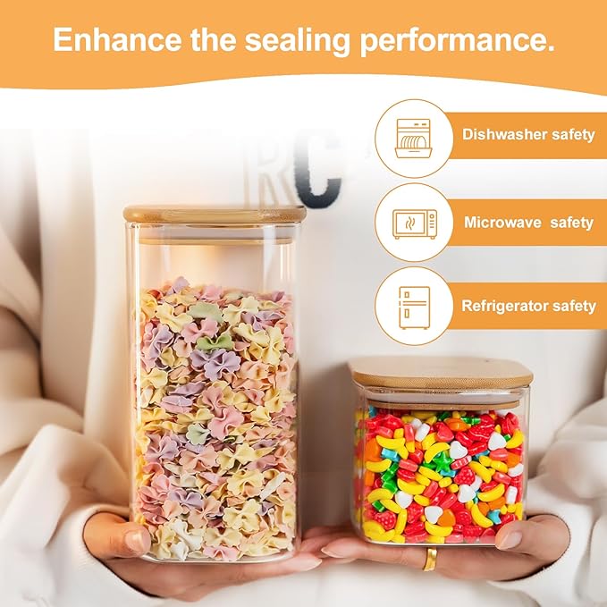 YUNCANG Glass Storage Jars 6 Pack 37oz Clear Glass Food Storage Containers - Image 6