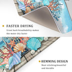 Coastal Coral Dish Drying Mat 18x24 inch Starfish Shell Fast Dry Microfiber - Image 3