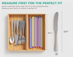Bamboo Kitchen Drawer Organizer Boxes – 12" x 6" Stackable Wood Silverware - Image 3