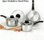 3pcs Stainless Steel Saucepan Set, Kitchen 1QT & 2QT & 3QT Pot Set - Image 7