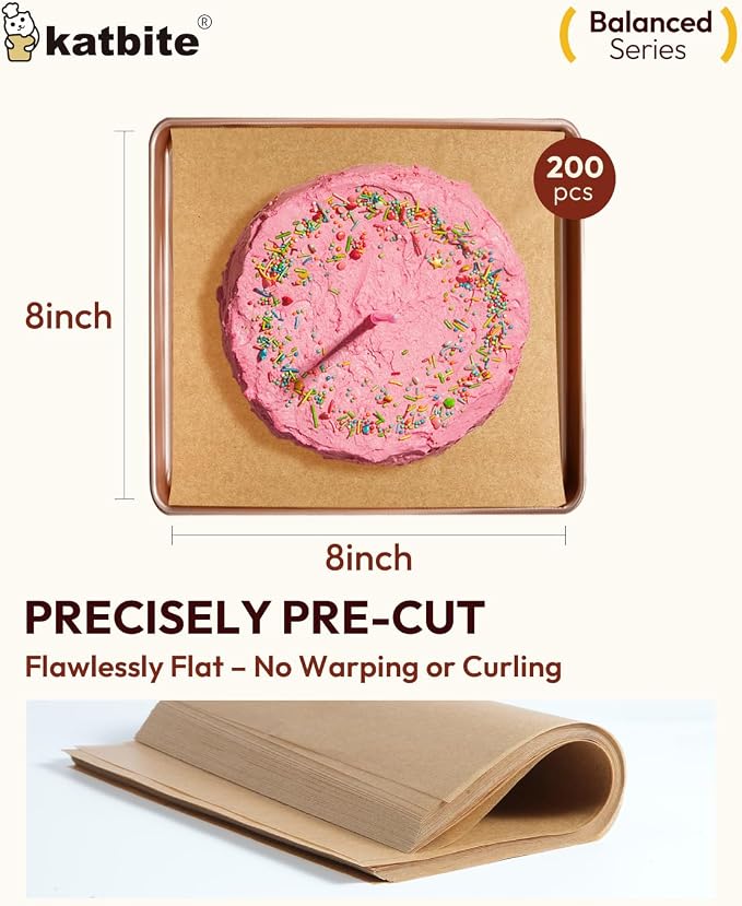 Katbite 400 Pcs Parchment Paper, 8 x 8 Inch Unbleached Baking Paper, Oil - Image 3