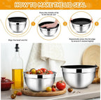 TeamFar Mixing Bowl Set of 5, 4.5/3/1.5/1/0.7 QT, Stainless Steel Metal Nesting - Image 6