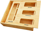 SpaceAid Bag Storage Organizer for Kitchen Drawer, Bamboo Organizer, Compatible by SpaceAid