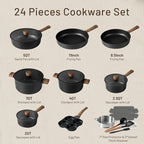 CAROTE 24Pcs Nonstick Kitchen Titanium Cookware Sets, Non stick Pots and Pans - Image 2