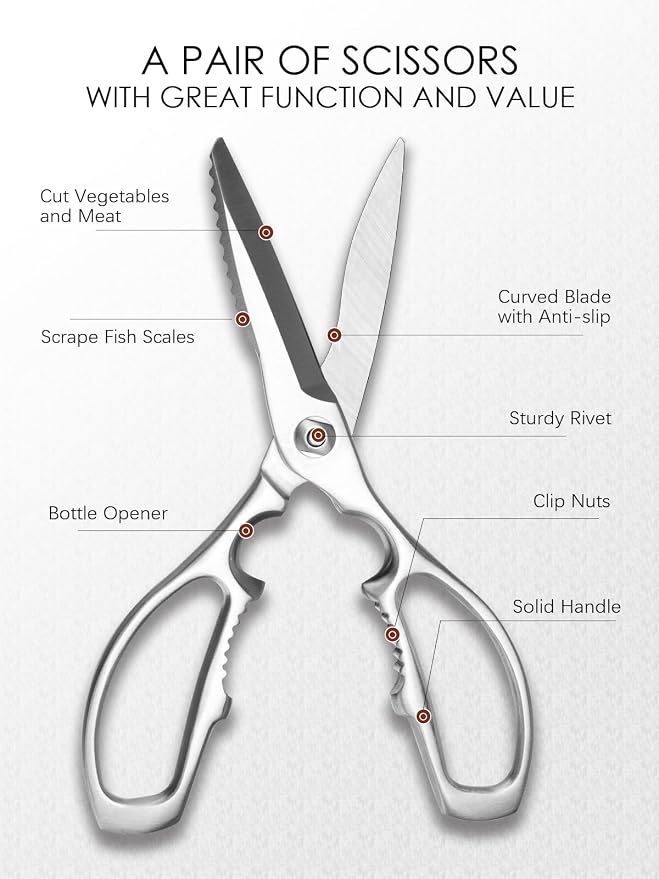 Kitchen Scissors, Forged Stainless Steel Heavy Duty Kitchen Shears, Dishwasher - Image 3