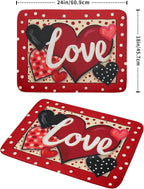Love Heart Dish Drying Mat 18"x24" Red Dots Microfiber Dish Rack Mat Holiday - Image 2