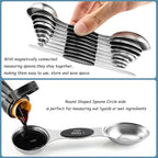 Magnetic Measuring Spoons Set of 9 Stainless Steel Dual Sided Stackable - Image 4