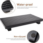 Renawe Black Bathroom Counter Tray Organizer Wood Riser Stand Kitchen - Image 3