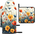 Colorful Wildflower Oven Mitts and Pot Holders Set of 3, Heat Resistant Non by Unknown