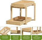 APRTAT 2 Pack Under Sink Organizer, Bamboo Wooden 2-Tier Pull-Out Storage - Image 6