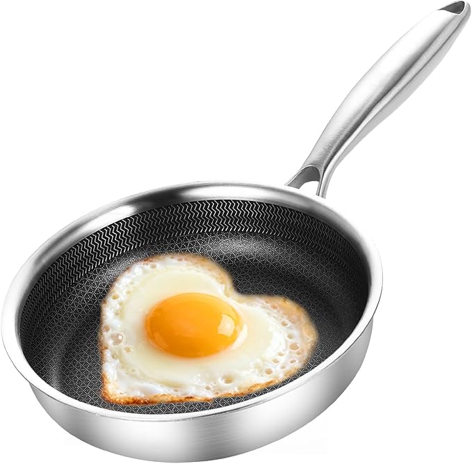 DELARLO Tri-Ply Stainless Steel 7" Omelette Pans, Non Stick Egg Frying Pan by DELARLOCOOKWARE